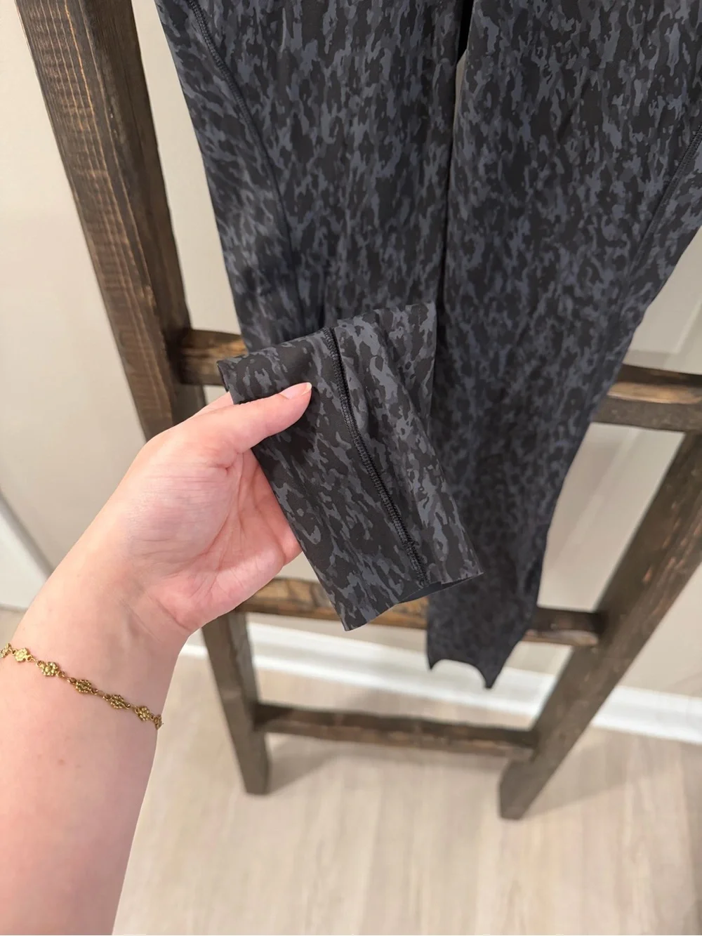 Lululemon Base Pace HR Tight 25” in Nulux Gray and Black Leopard Print Leggings